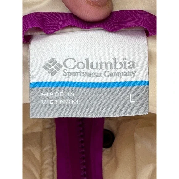 Columbia PFG Quilted Vest Womens Large Full Zip Sleeveless Top Off White  Purple - Picture 3 of 16